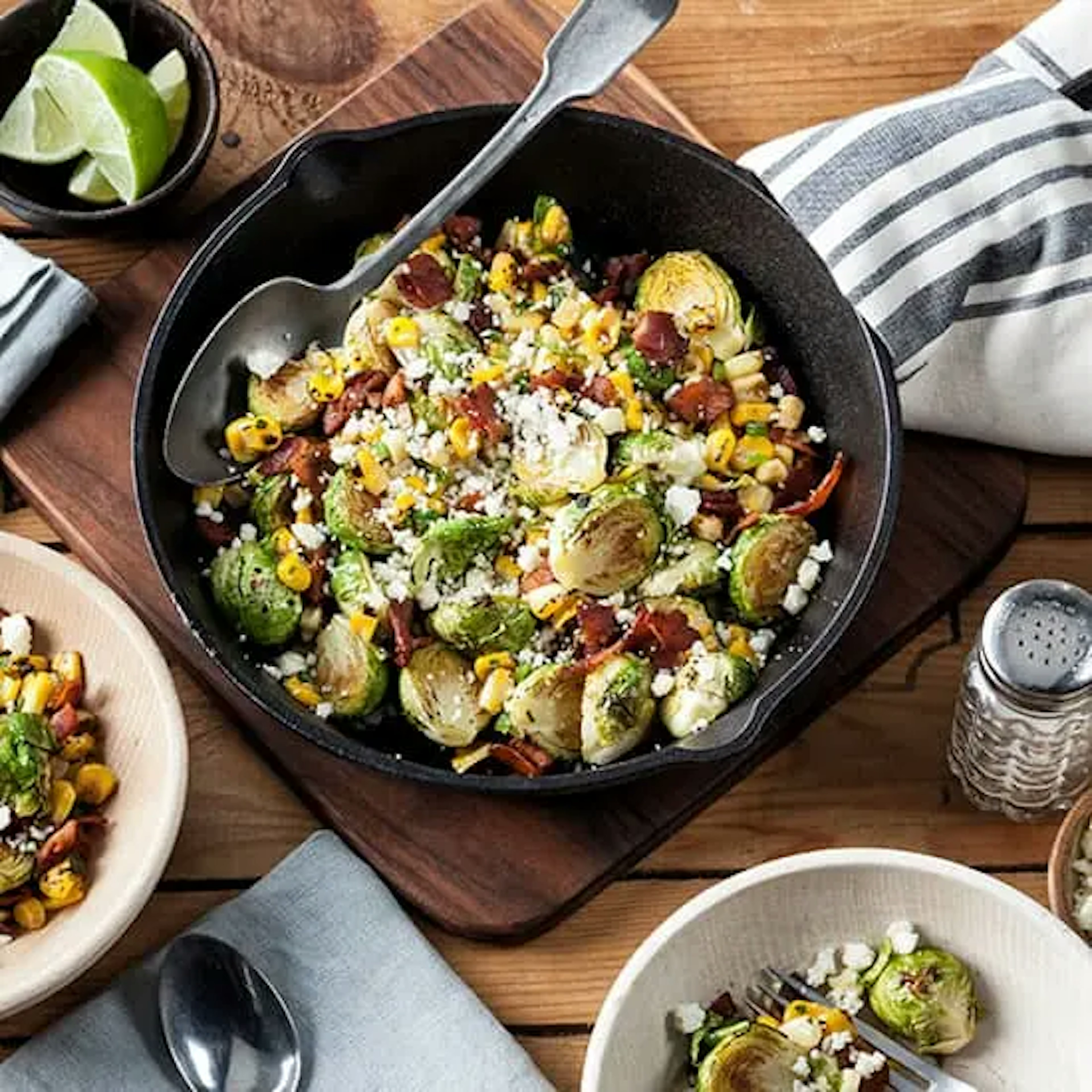 Brussels Sprouts with Corn, Jalapeño and Bacon